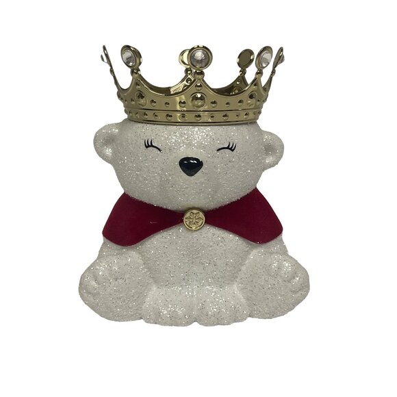 Bath & Body Works Christmas Holiday Polar Bear Ceramic Candle Holder Crown Cape - Picture 1 of 9